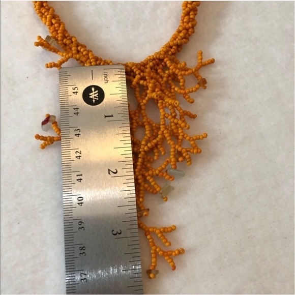 Women Statement Necklace 18” Orange Coral Strand Retro Hippie Boho Bib Costume - Picture 7 of 8